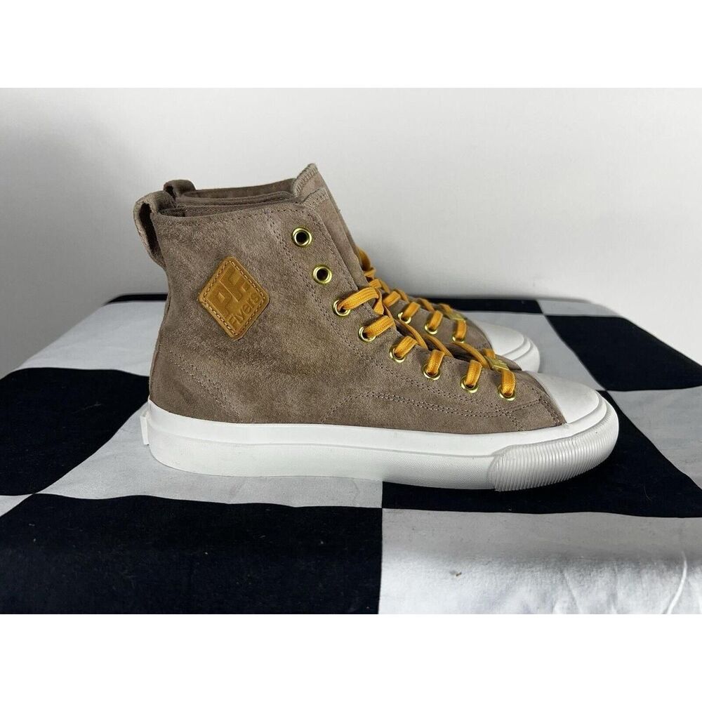 PF Flyers Shoes Women 7.5 Men’s 6 Beige Suede Leather Hightop Sneakers Tan Lace